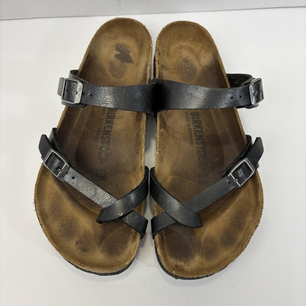 Birkenstock Strappy Mayari Sandals Womens 9 40 Black Leather Comfort Germany - Picture 3 of 13